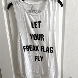 White Tank Top with Black Text